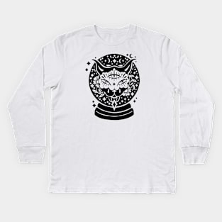 black cat crystalball Kids Long Sleeve T-Shirt